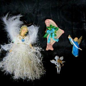 VTG ANGEL THEMED ORNAMENT COLLECTION SET OF 4